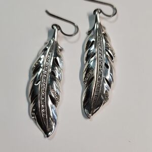 Brighton Contempo Ice Feather Ftench Wire Earrings Elegant Silver